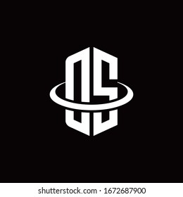 DS monogram logo in a hexagon style and surrounded by a ring