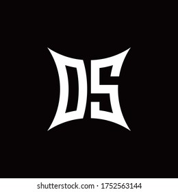 DS monogram logo with sharped shape design template isolated on black background
