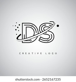 DS Orbit Monogram Logo – Futuristic Minimal Letter mark with Circular Line Art, Tech-Inspired Dots and Space Motion Concept for Modern Branding Identity