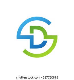 DS SD initial company circle S logo blue green