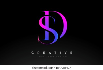 DS SD letter design logo logotype icon concept with serif font and classic elegant style look vector illustration.