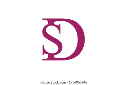 DS or SD Letter Initial Logo Design, Vector Template