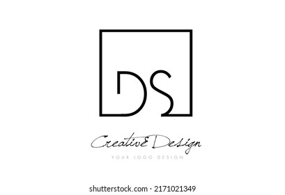 DS Square Framed Letter Logo Design Vector with Black and White Colors.