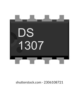 DS1307 vector illustration, offering graphic designers a visual representation of the DS1307 real-time clock (RTC) module, commonly used for timekeeping and timestamping in various applications