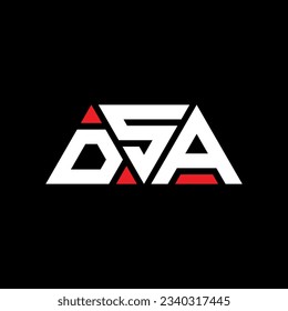 DSA triangle letter logo design with triangle shape. DSA triangle logo design monogram. DSA triangle vector logo template with red color. DSA triangular logo Simple, Elegant, and Luxurious design.