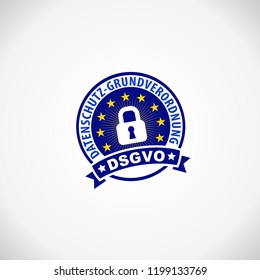 DSGVO General Data Protection Regulation Notification Rubber Stamp Label