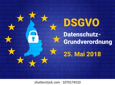 dsgvo - german Datenschutz-Grundverordnung. gdpr - General Data Protection Regulation. vector illustration. Liechtenstein map