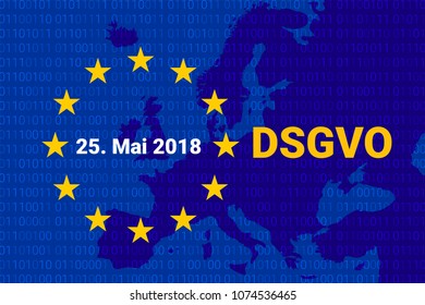 dsgvo - german Datenschutz-Grundverordnung. gdpr - General Data Protection Regulation. vector illustration. europe map