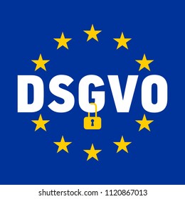 DSGVO sign illustration. General Data Protection Regulation - GDPR. German text: DSGVO - EU-Datenschutz Grundverordnung. Vector illustration