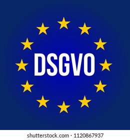DSGVO sign illustration. General Data Protection Regulation - GDPR. German text: DSGVO - EU-Datenschutz Grundverordnung. Vector illustration