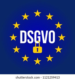 DSGVO sign illustration. General Data Protection Regulation - GDPR. German text: DSGVO - EU-Datenschutz Grundverordnung. Vector illustration
