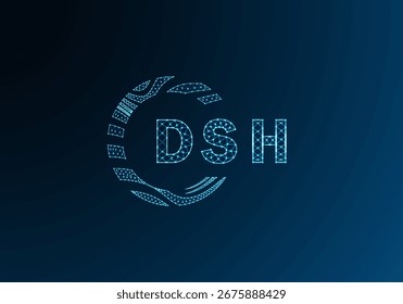 Diseño de Vector de logotipo de letra polivinílica baja DSH. Diseño de logotipo de poliéster inferior DSH. Diseño único del logotipo de baja poli de DSH.