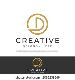 D-shaped abstract circle line logo.simple logo,business vector illustration