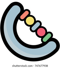 
D-shaped baby rattle vector icon. Kids playing accessory graphic illustration 
