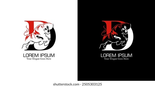 D-shaped logo design combined with bison