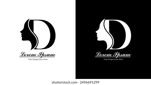 D-shaped logo design combined with a modern and feminine silhouette