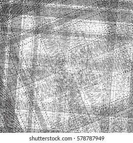 Dsitressed overlay diagonal cell cage texture with thin lines and straipes square. Grunge cover background. Empty templaye for aging any image. EPS10 vector.
