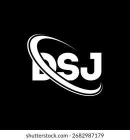 Logotipo de DSJ. Carta de DSJ. Diseño del logotipo de la letra DSJ. Logotipo de DSJ inicial enlazado con el círculo y el logotipo del monograma en mayúsculas. Tipografía DSJ para tecnología, negocio y marca inmobiliaria.