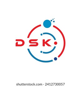 DSK letter technology logo design on white background. DSK creative initials letter IT logo concept. DSK letter design