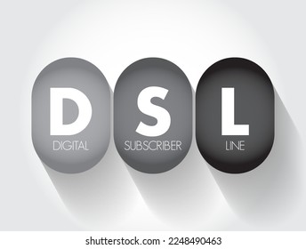 DSL Digital Subscriber Line - technology that are used to transmit digital data over telephone lines, acronym text concept background