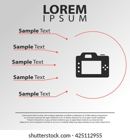 DSLR camera back icon. DSLR camera infographics template