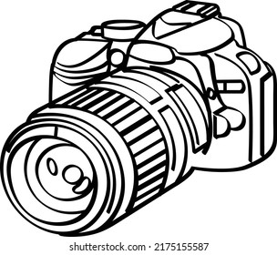 DSLR Camera in black and white color 
