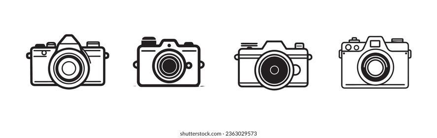 dslr camera flat minimal vector illustration silhoutte