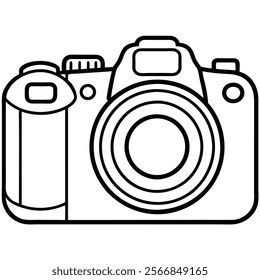 DSLR Camera flat vector illustration white background 