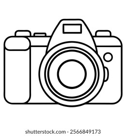 DSLR Camera flat vector illustration white background 