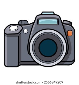 DSLR Camera flat vector illustration white background 
