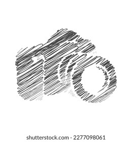 dslr camera Hand-drawn scribble line art on white background vector illustration design