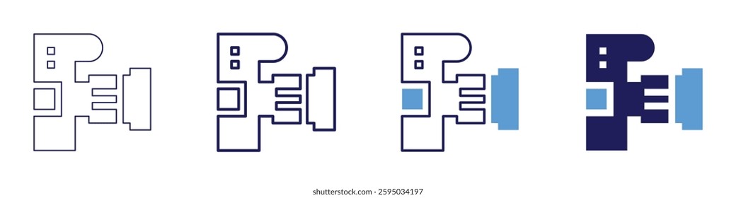 Dslr camera icon in 4 different styles. Thin Line, Line, Bold Line, Duotone. Duotone style. Editable stroke.