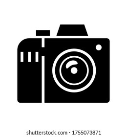 icono de cámara dslr o logotipo símbolo de signo aislado ilustración vectorial - iconos vectoriales de estilo negro de alta calidad
