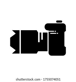 icono de cámara dslr o logotipo símbolo de signo aislado ilustración vectorial - iconos vectoriales de estilo negro de alta calidad
