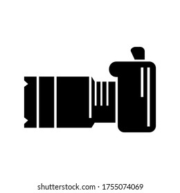 icono de cámara dslr o logotipo símbolo de signo aislado ilustración vectorial - iconos vectoriales de estilo negro de alta calidad
