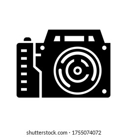 icono de cámara dslr o logotipo símbolo de signo aislado ilustración vectorial - iconos vectoriales de estilo negro de alta calidad
