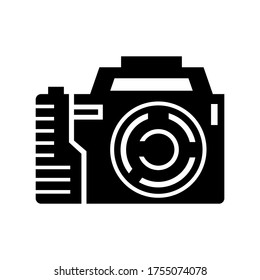 icono de cámara dslr o logotipo símbolo de signo aislado ilustración vectorial - iconos vectoriales de estilo negro de alta calidad
