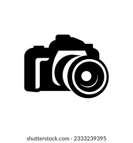 Icono de cámara DSLR en fondo blanco
