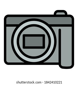 Dslr camera icon. Outline dslr camera vector icon for web design isolated on white background