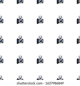DSLR camera icon pattern seamless isolated on white background. Editable flat DSLR camera icon. DSLR camera icon pattern for web and mobile.