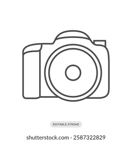 DSLR camera icon. Camera and photography symbol sign vector illustration in line style.