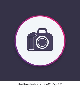 DSLR camera icon, round pictogram