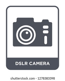 dslr camera icon vector on white background, dslr camera trendy filled icons from Cinema collection, dslr camera vector illustration