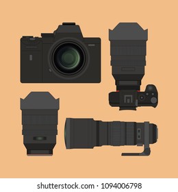 DSLR Camera With Lenses Vector illustration