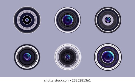 optische DSLR-Kollektion von DSLR-Kameras, spiegellos, Smartphone, realistischer Design-Stil