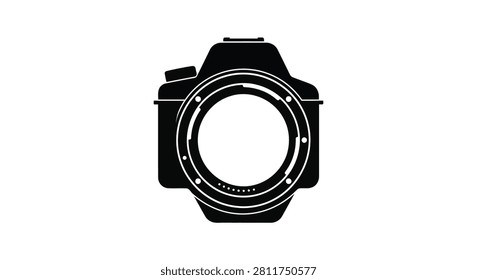 Dslr Camera Silhouette On White Background photographic