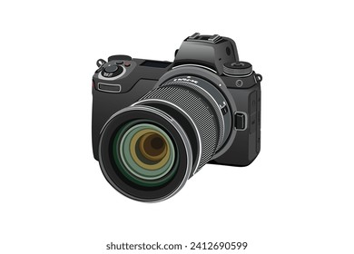 DSLR Camera in vector art with Transparent background