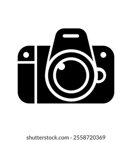 Dslr camera vector icon isolated on white.