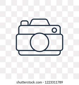DSLR Camera vector outline icon isolated on transparent background, high quality linear DSLR Camera transparency concept can be used web and mobile