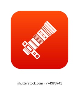 Dslr camera with zoom lens icon digital red for any design isolated on white vector illustration